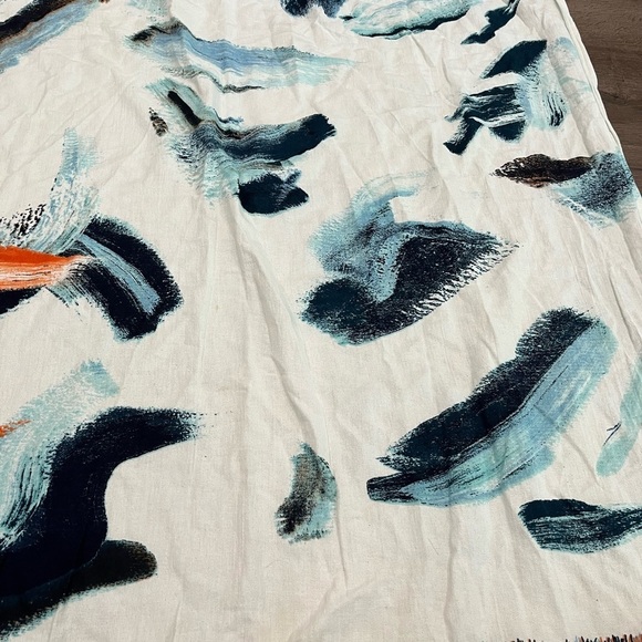 [37*72”]Parfois Abstract Patterned Fringe Cotton Scarf Shawl Waves Fringes Boho - Picture 4 of 6